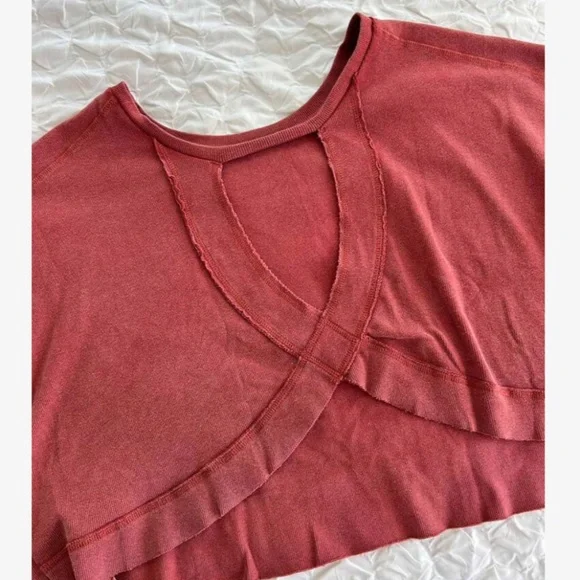 Redwood Cotton Oversized Cropped Muscle Tee Shirt Raw Hem and Inside Out Stitch - Picture 11 of 12